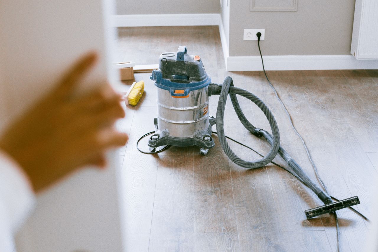 our-story Industrial vacuum cleaner in a newly renovated apartment for a spotless finish.