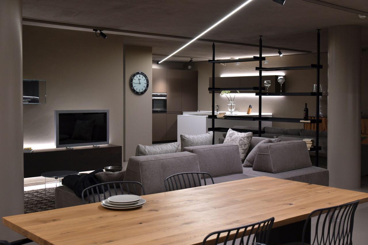 trusted-partner Contemporary living room with stylish furniture in Rizza, Veneto, Italy.